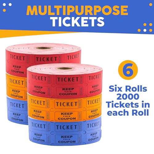 Toysery Multicolor Raffle Tickets, 12,000 Tickets