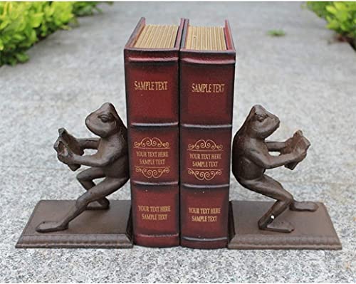 WAGLOS Classic Book Ends Vintage Bookends Frog Hold Books Cast Iron Book Stoppers Animal Shape Book Ends for Libraries Office School Decor Bookend Desktop Storage