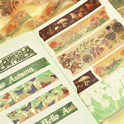 60 Rolls Washi Masking Tape 15/20/25/40 Mm Wide Set,Hand Drawn Autumn Gold Foil Decorative Craft Tapes,for DIY School Supplies,Gift Wrapping,Bullet Journals