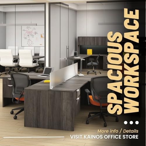 GOF Office Desk Executive Computer Workstation with Hanging Box/File Pedestal, Grommets, Durable Laminate– Modern Commercial Desk for Home Office, Work, or Study (Espresso, 66" W x 30" D)