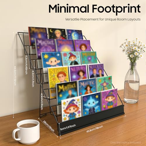 QGHMWCZ 6 Tier Magazine Rack,Wire Countertop Rack Book Display Shelf