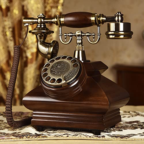 saditesdk Landline Phone Retro Corded Phone Vintage Rotary Dial Landline Telephone Wooden Classic Old Fashioned Desk Phone with Redial Function