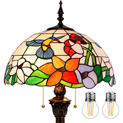 WERFACTORY Tiffany Floor Lamp 64 Inch Stained Glass Standing Reading Light
