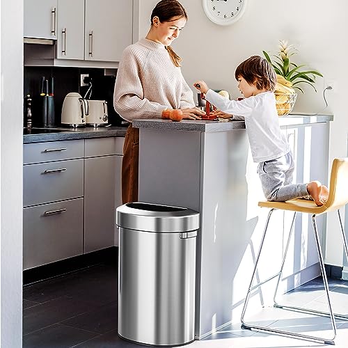 iTouchless 23 Gallon Semi-Round Open Top Trash Can and Recycle Bin, 87 Liter, Slim and Space-Saving Design for Home, Office, Kitchen, Restaurant, Restroom, Large Capacity