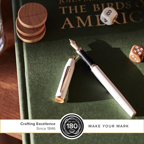 Cross Century II Pearlescent White Fine Nib Fountain Pen, Black Ink