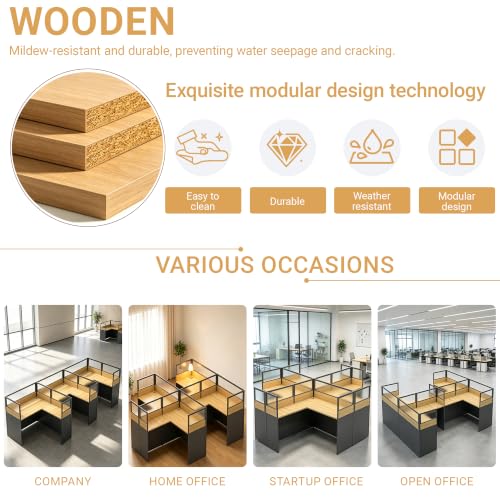 Qytexx Office Cubicle Desk with Mute Privacy Panels (1 Person-A, Walnut)
