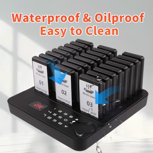 LOUKIENE Restaurant Pager System, 24 Pagers Wireless Customer Paging System