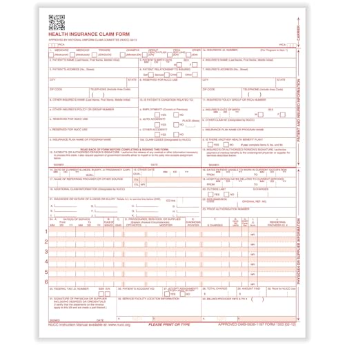 ComplyRight 02/12 Version CMS-1500 Health Insurance Claims 2500/Pack (CMS12LC)