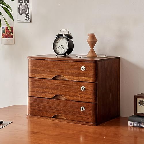 Desktop Organizer Storage Box - Desktop File Cabinet, Desktop Drawer Cabinet With Lock, Wooden File Cabinet, 1/2/3/4 Tier Flat File Cabinet Storage, Desktop Storage Cabinet/Data Cabinet (D 3 Drawer)