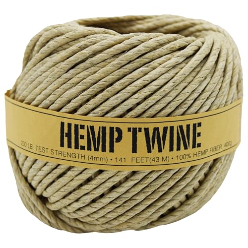 Bean Products Natural Hemp Twine - Macrame, Jewelry, Garden + Craft - 4 MM