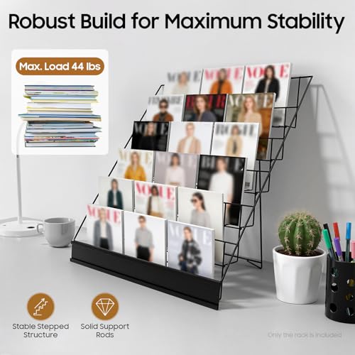 6 Tier Wire Book Display Rack Shelf, Black Book Signing Rack Tabletop
