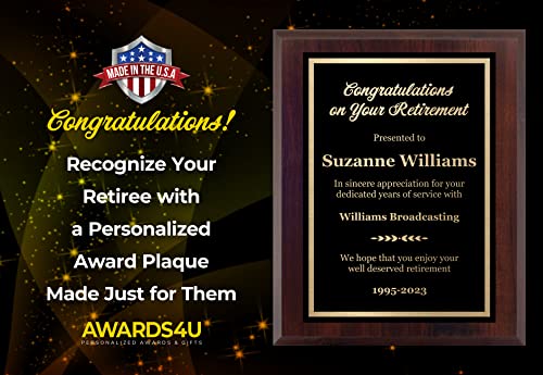 Customized Retirement Plaque Award – Laser Engraved Personalized Gift