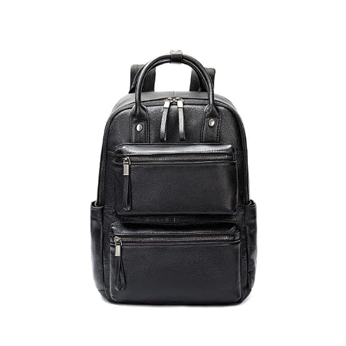 YMGSCC Men's Black Top Grain Cowhide Large Capacity Business Commuter Computer Bag