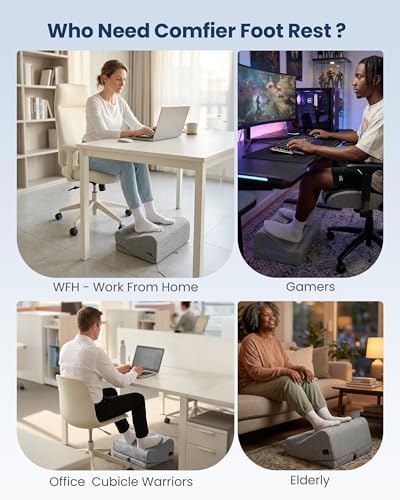 COMFIER 2026 Under Desk Foot Rest at Work with Graphene Fast Heat, Ergonomic Heated Foot Stand with 2 Heights, 3 Heat Levels & 3 Vibration Modes, Heel Support for Back and Leg Pain Relief, Office Home