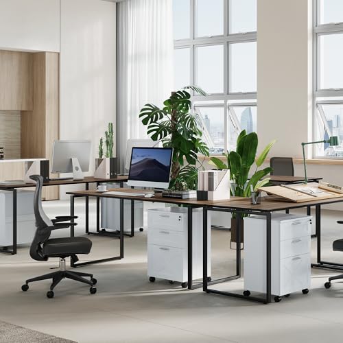 3-Drawer Rolling File Cabinet with Lock - Wooden Mobile Filing Cabinet for Home Office, Under Desk Storage Organizer fits Letter/A4/Legal Size, Sturdy Printer Stand with Locking Casters, White