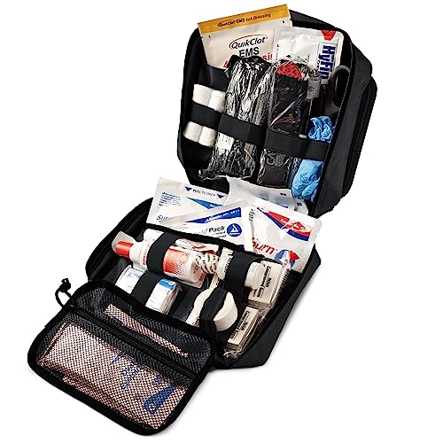 Scherber Vehicle IFAK Emergency Trauma Kit | 90+ Medical Supplies & Equipment, NAR Tourniquet & CPR Mask | Fully Stocked Rip Away Molle Pouch for Car, Home & Pro First Aid | Intermediate, Black