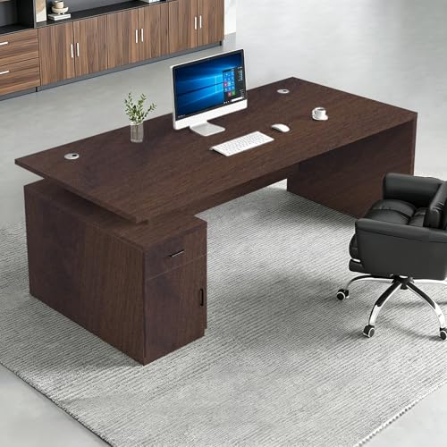 WYBFCWY Executive Office Desk with Storage Cabinet,Large Computer Desk for Home Office,Boss Table,Business Workstation,Modern Manager Desk for Manager,Employee,Home Office
