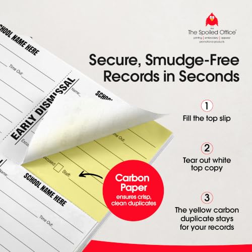 The Spoiled Office Set of 5 Two-Part Carbonless Forms with 2 3/4" x 3 3/4" Custom Passes - Spiral Bound with 400 Slips Each (Set of 5 Early Dismissal Custom Books)