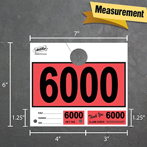 Versa-Tags Red 3-Part Dispatch Hang Tags, 3000 Count, 4000-6999