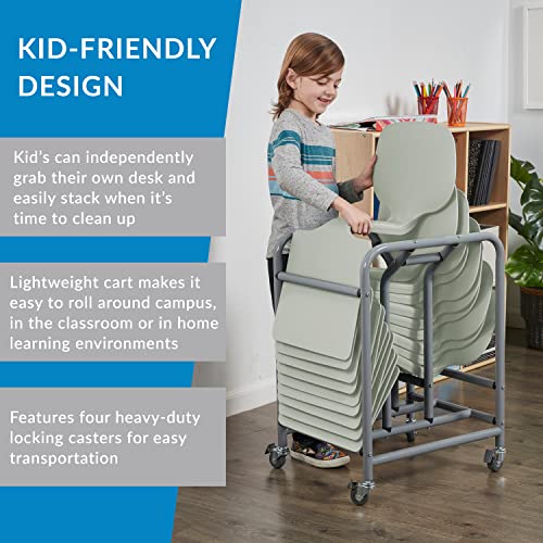 ECR4Kids The Surf Portable Lap Desk with Storage Cart, Flexible Seating, Light Grey, 10-Pack