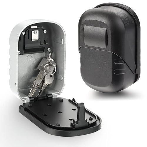 CARUTU Key Lock Box, 4 Digit Combination Outdoor Lock Box, Wall Mount Combination Lockbox for Family Members, Tradesman