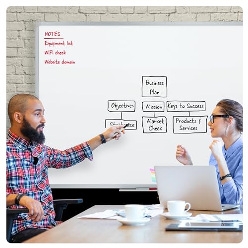 Mead Dry Erase White Board, 48" x 36" Magnetic Whiteboard for Horizontal or Vertical Mount, White/Silver (SM85357)