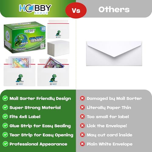 Shell Mailer Trading Card Envelopes for Shipping, Card Mailers - 100 Pack