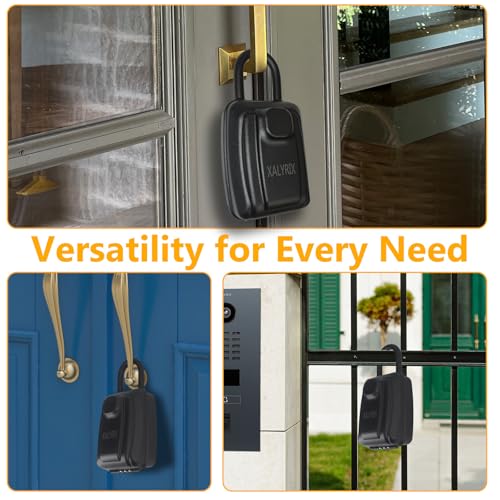 XALYRIX Key Lock Box for Outside With Removable Shackle, Waterproof Cover