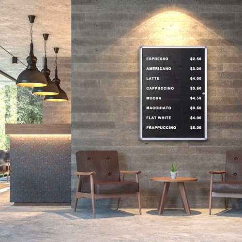 EVERSUPPLY 38x28 in Enclosed Letter Board, Black Felt Display Case