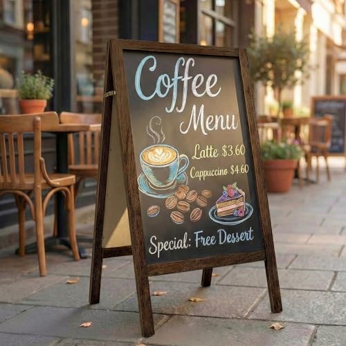 TEAKMAMA A Frame Chalkboard Signs 40"x20", Extra Large Chalk Board, Brown