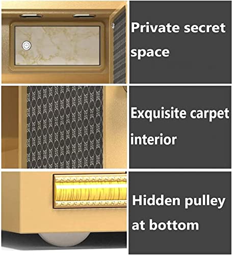 saditesdk Safe, Steel Storage Box Suitable for Home Hotel Office Filing Cabinets, Fireproof, Anti-Theft and Anti-Drilling, 70x42x36cm, Gold，Black 80x45x38cm