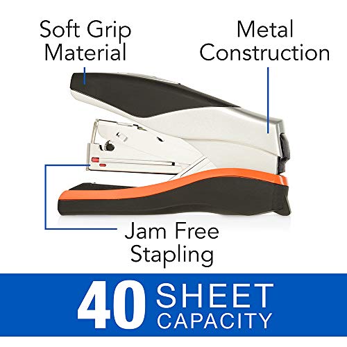 Swingline Stapler, Half Strip Desktop Stapler, 40 Sheet Capacity, Low Force, Compact Size, Office, Desk, Optima 40, Orange/Silver/Black, 6 Pack (87842) (S7087842-CS)
