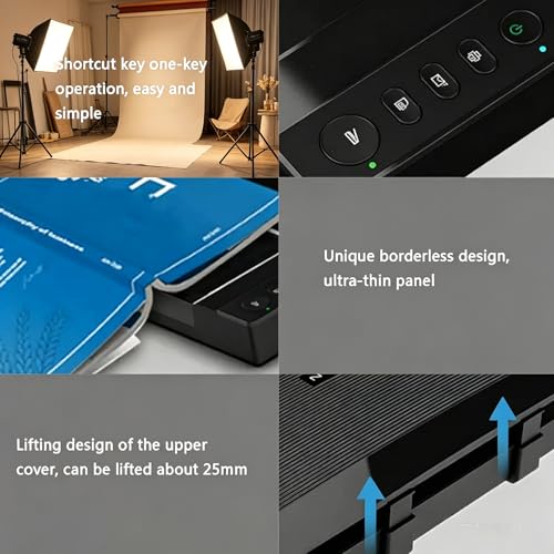 A3 Flatbed Scanner, 2400x2400 Dpi Photo and Document Scanner with LED Fill Light, Automatic Cropping, OCR Text Recognition, for Documents, Photos
