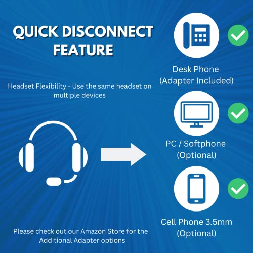 TruVoice HD-350 Deluxe Headset with Noise Reduction Voice Tube & HD Sound - Compatible with Yealink, Grandstream, Sangoma, Ooma and Snom Desk Phones