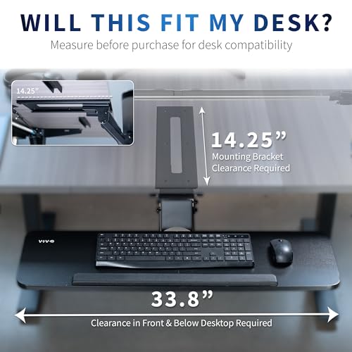 VIVO Black Under Desk 34 x 10 in Adjustable Keyboard Tray, MOUNT-KB36B