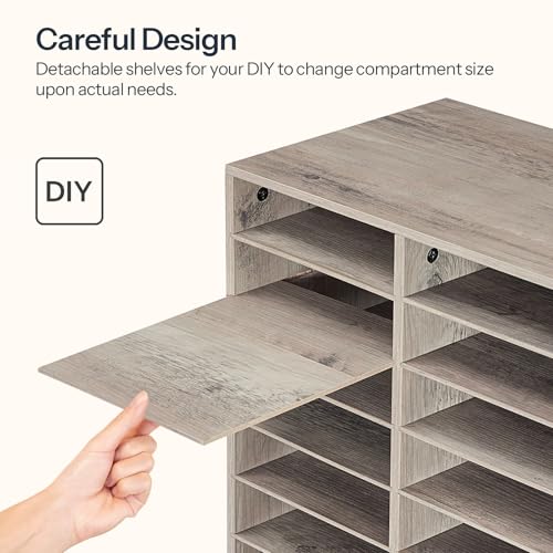 HOOBRO Wooden Literature Organizer, 36-Slot Mail Sorters, Removable Classroom Mailbox, Student Mailboxes for Classroom, Paper Storage Organizer, for Home, Office, Study, Classroom, Greige BG36WF01