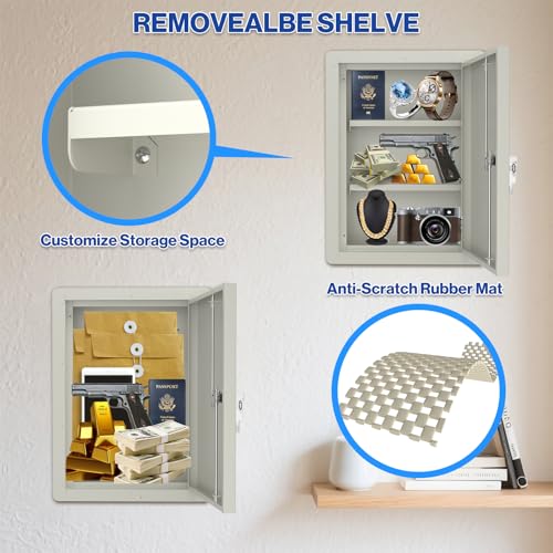 POCHAR In Wall Safe Lock Box with Disguise Sticker for Home, Office