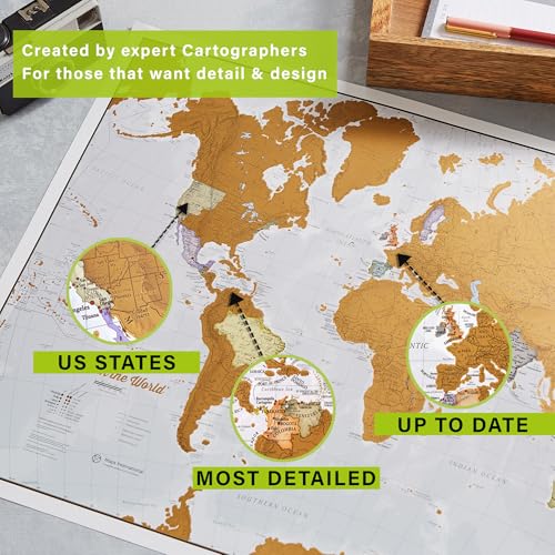 Scratch The World ® Travel Map - Scratch Off World Map Poster - 23 x 33 in