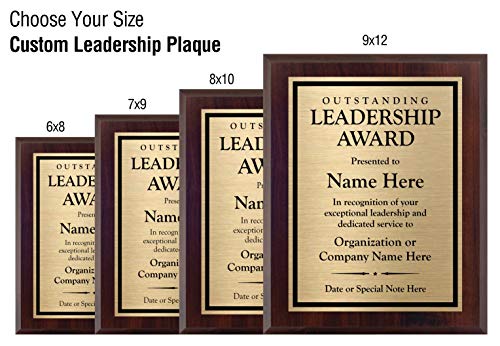 Customized Leadership Award- Plaque for Boss or Leader - Personalized - Customize Now! (6x8)