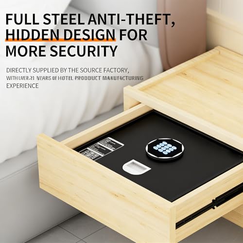 Top-Opening Safe Box,18mm Solid Stainless Steel Lock Bolts,1000°C Fireproof,Digital Keypad Lock w/Hidden Keyhole,for Hotel Drawers & Home Use (Eight trigrams)