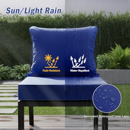 Ojtuyht 4 3/4" High Back Seat Cushion with Ties, Dining Chairs Seat Cushion Sunscreen Water Proof Removable, Replacement Cushions for Patio Garden(ligjt Grey,25 1/2" x25 1/2")