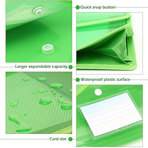 File Folder A4 Plastic Wallets with Popper Plastic Document Envelope File Folder with Snap Button File Bags for Important Documents Folder Organizer Storage Bags for School Office (6 Pack) Expandin