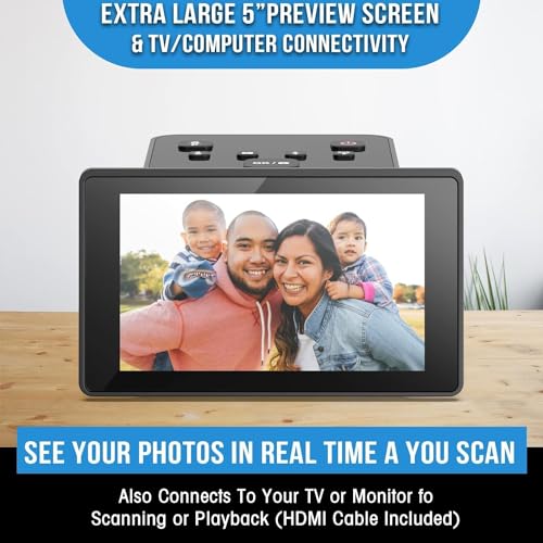 eyesen Digital Film Scanner, Slide & Negative Scanner with 5"" LCD Screen, Converts Color & B&W Negatives & Slides 35mm, 135/110 Films, Super 8 Slides to 22MP JPEG Digital Photos, Grey