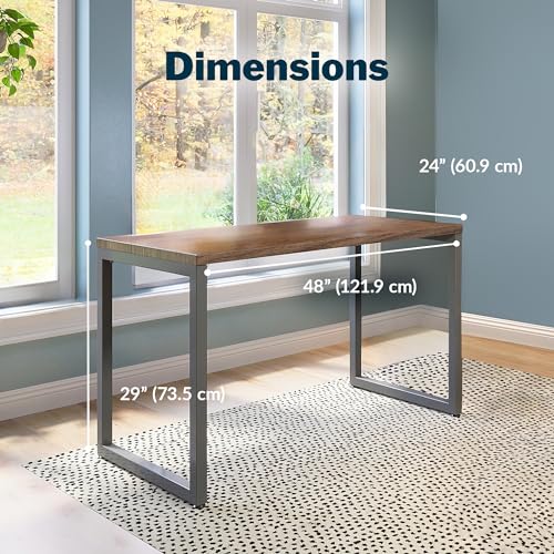 Vari Table 48x24 - Modern Computer Desk with Durable Laminate Finish and Slim Legs - Ideal for Gaming, Home, or Office - Stand-Alone Workstation or Corner Side Table - Walnut