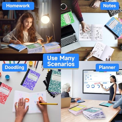 UZLU 48 Pack Mini Composition Notebooks 4.5x3.25 Inch College Ruled