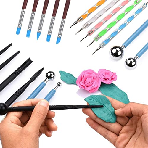 TXGJWRA Clay Modeling Tool Set Pottery Carving Rock Painting Kit Ball Sculpting Dotting Tool for Ceramic Polymer Embossing
