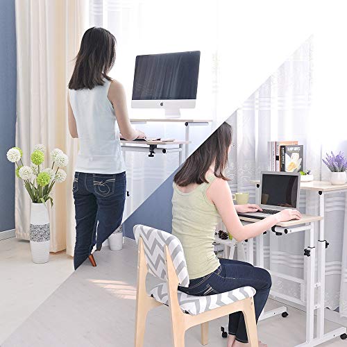 SogesHome 23.6 inches Adjustable Laptop Desk Standing Table Portable Computer Table Stand Desk Cart Tray, White Maple, 101-MP-HCA