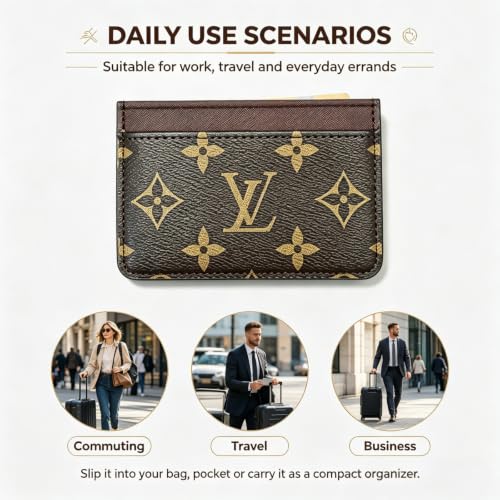 Brown Coated Canvas Card Holder Slim Wallet With 3 Card Slots Daily Business Card Organizer Slim Lightweight Card Holder Fine Stitching Portable For Pocket Or Bag For Daily Card Storage
