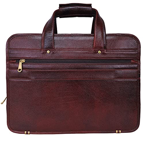Full Grain Leather 16 Inch Briefcases Laptop Shoulder Bags for Men and Women Leather Business Travel Work Bag (Brown)