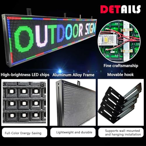 HS P10 77''x14'' Led sign Outdoor Digital Open Neon Programmable Scrolling
